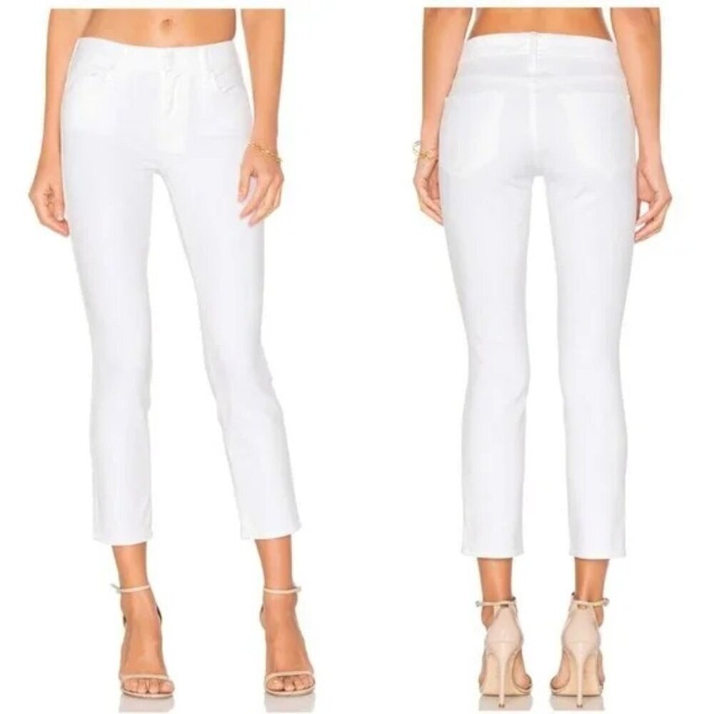 Mother The Looker Crop Jeans White Sz 35 Womens